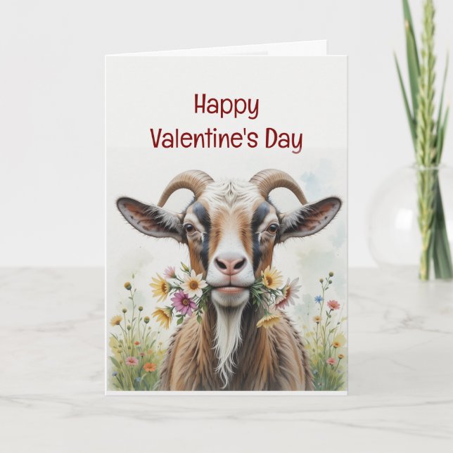 Bli min Valentine från gamla Goat Kärlek du Humor Helgkort (Framsida)