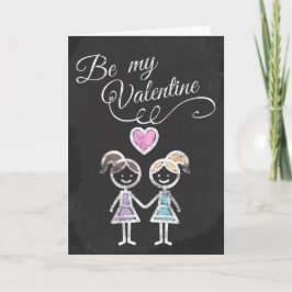 Bli min Valentine Lesbisk Chalkboard-temat Helgkort