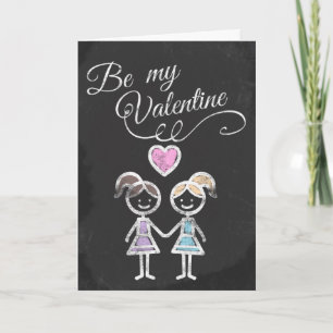 Bli min Valentine Lesbisk Chalkboard-temat Helgkort