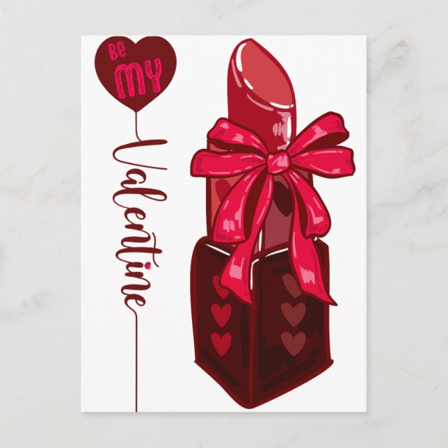 Bli min Valentine Lipstick Gift Design Vykort (Framsida)
