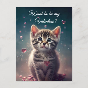 Bli min Valentine - söt lille Kitten Kärlek Vykort