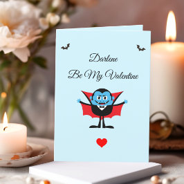 Bli min Valentine Tecknad Vampire Fladdermus Namn Helgkort