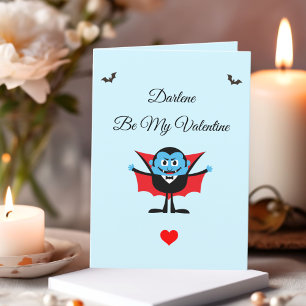 Bli min Valentine Tecknad Vampire Fladdermus Namn Helgkort