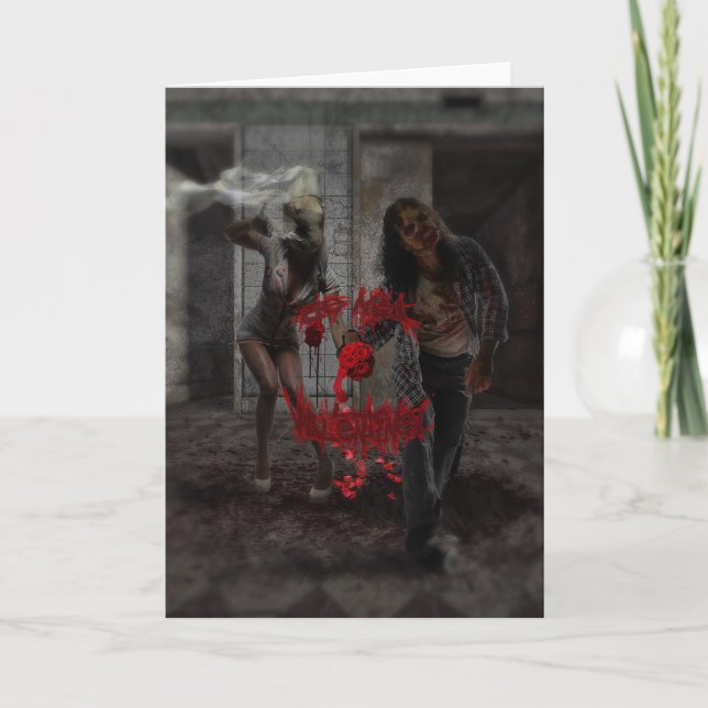 Bli min Valentine Zombie Couple Helgkort (Framsida)