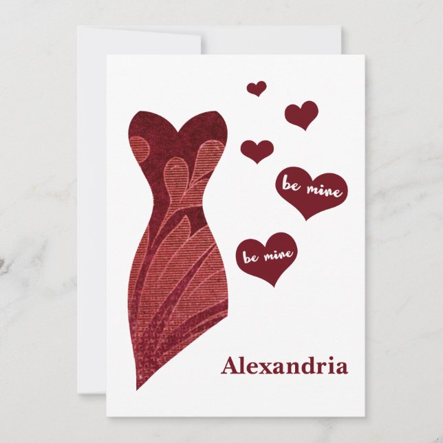 Bli min Valentines Burgundy Bridesmaid Julkort (Framsida)