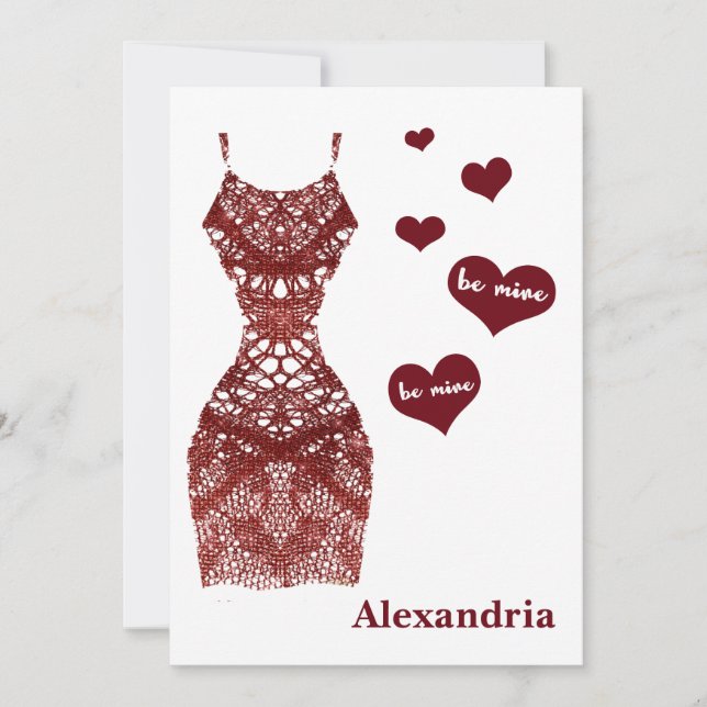 Bli min Valentines Burgundy Snöre Bridesmaid Julkort (Framsida)