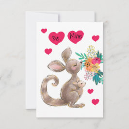 Bli Mine Mamma & Baby Kangaroo Child's Valentine C OSA Kort