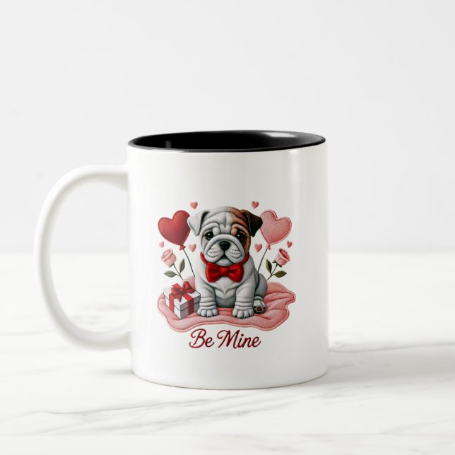 Bli Mine Valentine English Bulldog Coffee Mugg (Vänster)
