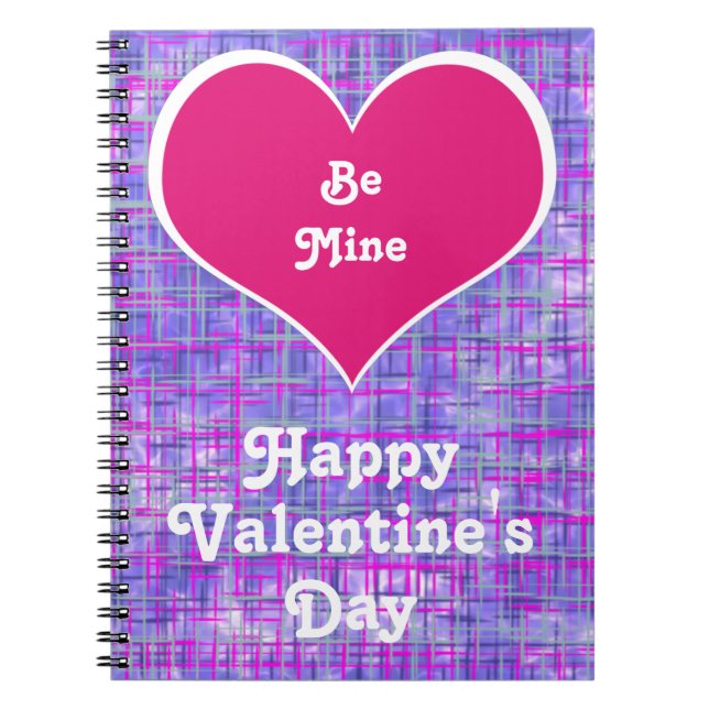 Bli Mine Valentines Dag Rosa Grid Anteckningsbok (Framsidan)
