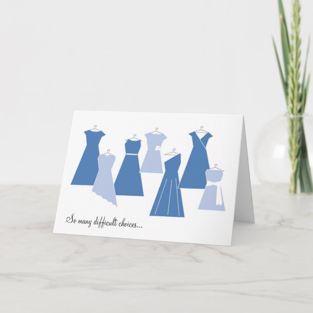 Bli mitt Bridesmaid-kort (blå klänningar) Inbjudan (Framsida)