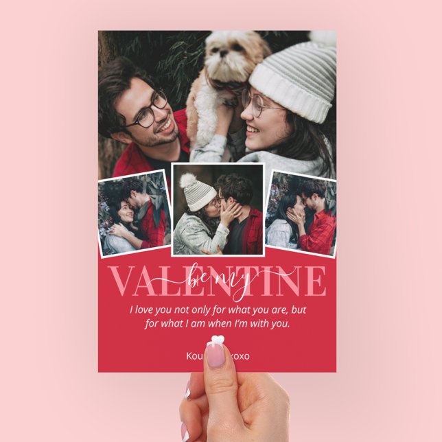 Bli mitt Valentine 3-foto Julkort (Skapare uppladdad)
