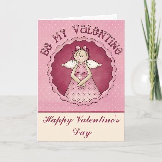 Bli mitt Valentine Angel Glad Valentine Day Card 2 Helgkort (Framsida)