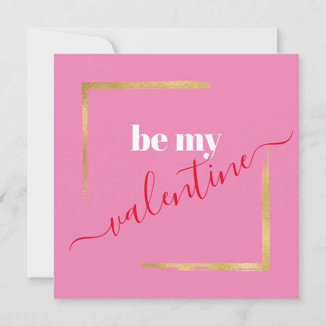Bli mitt Valentine Anpassningsbar Rosa Typography- Julkort (Framsida)