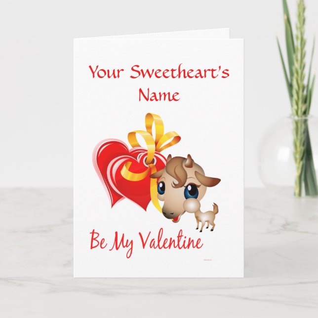 Bli mitt Valentine Goat Card Helgkort (Framsida)