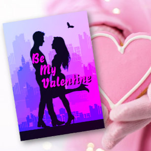 Bli mitt Valentine-kort med ett Cityscape Valentin Julkort