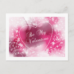 Bli mitt Valentine Rosa Watercolor Valentine-vykor Helg Vykort