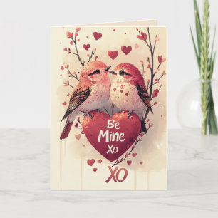Bli mitt XoXo-Valentines med två Love birds Kort