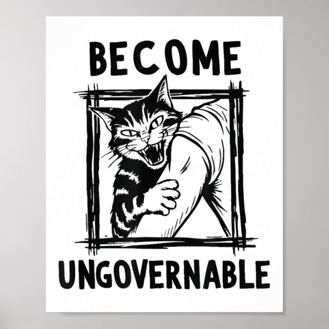 Bli oregerbar - svart katt, handfin poster (Framsidan)