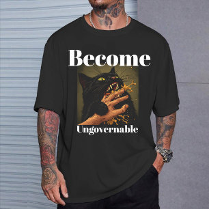 "Bli Ostyrbar" Rolig Svart Katt Som Bits Handen T Shirt