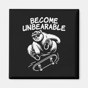 Bli Outtoligt Roligt Skateboardande Björn Meme Magnet