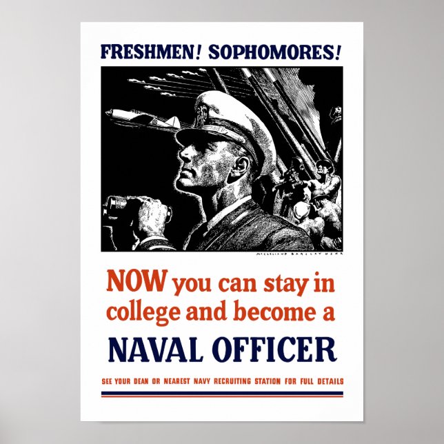 Bli sjöofficer - WW2 Rekrytering Poster (Framsidan)