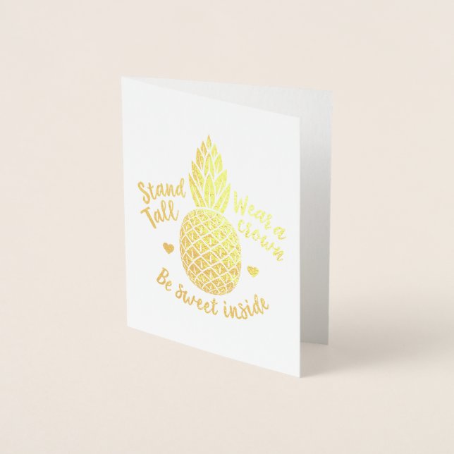 Bli sötad med insidan av ananas guldfärgat fetter folierat kort (Framsida)