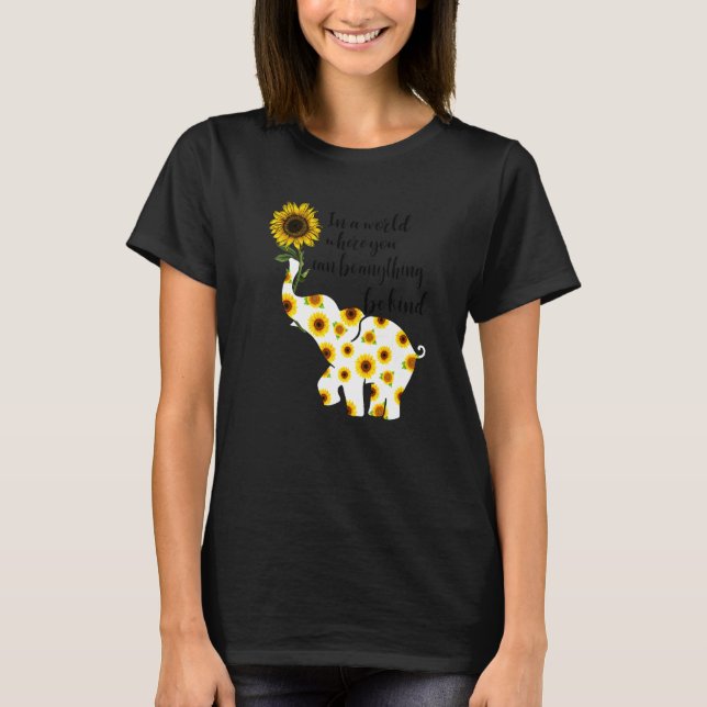 Bli teckenspråk Elefantsolrosofferts-ID för elefan T Shirt (Framsida)