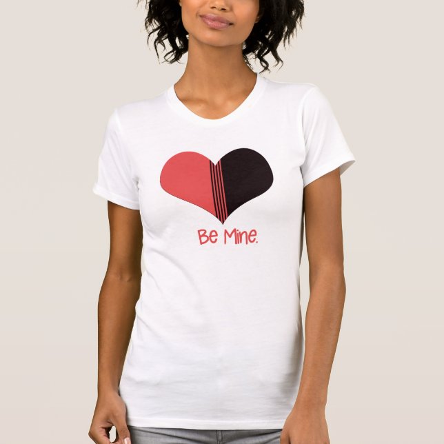 Bli Valentine Red Rand Heart T Shirt (Framsida)
