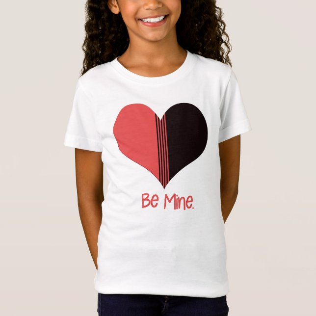 Bli Valentine Red Rand Heart T Shirt (Framsida)