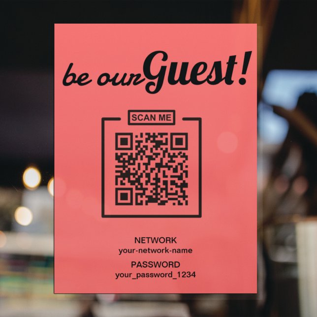 Bli vårt gäst med svartvitt och Rosa QR-kodlösenor Poster (Skapare uppladdad)