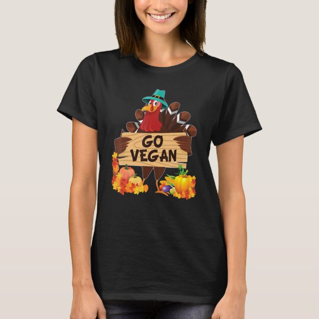 Bli Vegan Jag Är Tacksam För Vegetarianer Tacksgiv T Shirt (Framsida)