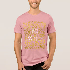 Bli Vild Guld Glam Leopard-utskrift T Shirt