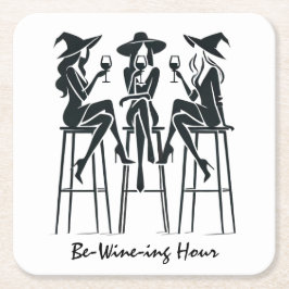 Bli-Vin-timme,Elegant Witches Vin Natt,Modern Underlägg Papper Kvadrat