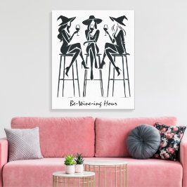 Bli-Vin-timme,Modern,Elegant Witches Vin Natt Canvastryck