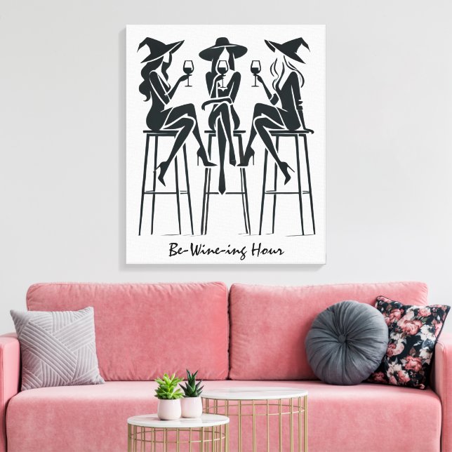 Bli-Vin-timme,Modern,Elegant Witches Vin Natt Canvastryck (Insitu (Vardagsrum))