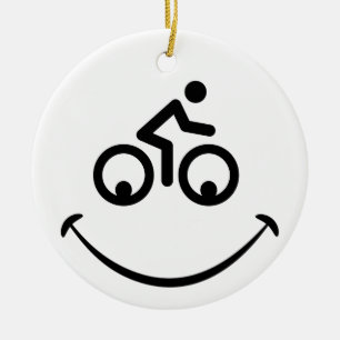 Blije fiets gezicht. Tävling-turnéer Julgransprydnad Keramik