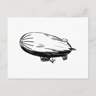 Blimp, Zeppelin, stödberättigad, Vintage Teckning Vykort