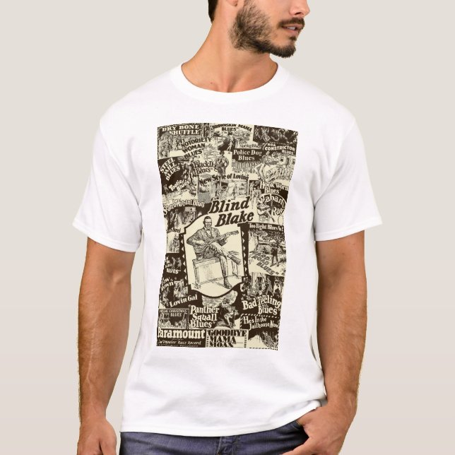 Blind Blake på Paramount Records Collage T Shirt (Framsida)