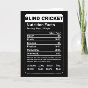 Blind Cricket Näringsfakta Sarcastic Spelare Kort