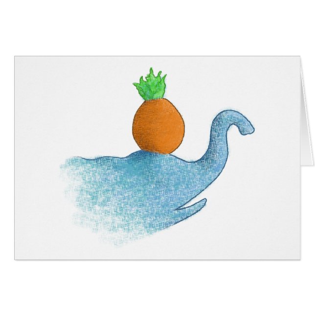 Blind elefant som balanserar en ananas… hälsningskort (Framsidan Horizontal)