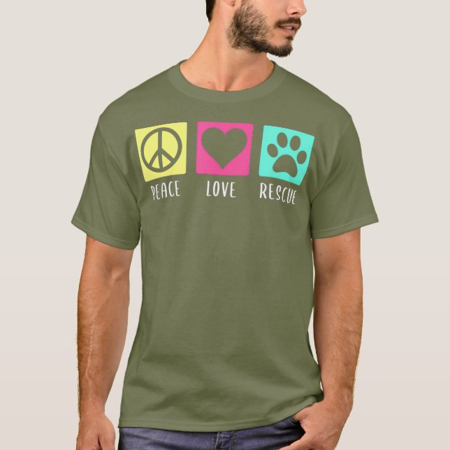 Blind Hund Rädding Alliance PA - Peace Kärlek Rädd T Shirt (Framsida)