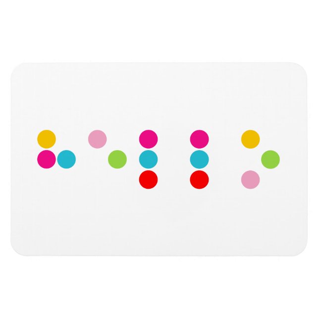 Blind i blindskrift brev hej magnet (Horisontell)