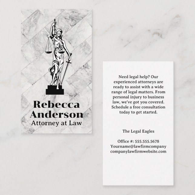 Blind Justice | Advokat | Lag | Juridisk Tidsbeställning Kort (Fram/baksida)