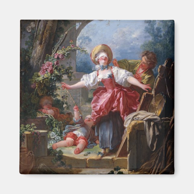 Blind-Mans Bluff av Jean-Honore Fragonard Magnet (Framsidan)