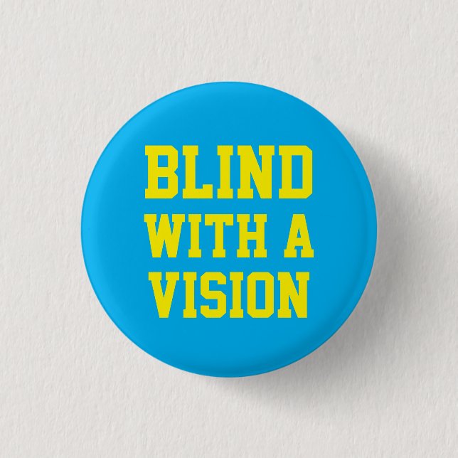 Blind med en blå vision knapp (Framsida)