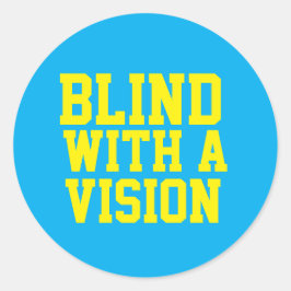 Blind med en blå vision runt klistermärke