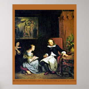 Blind Milton av Delacroix Poster