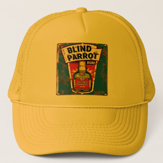 Blind Parrot Rum Old Distress Metall Sign Keps (Framsida)
