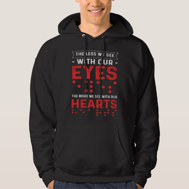 Blind People World Braille Day Blindness Awareness Hoodie (Framsida)