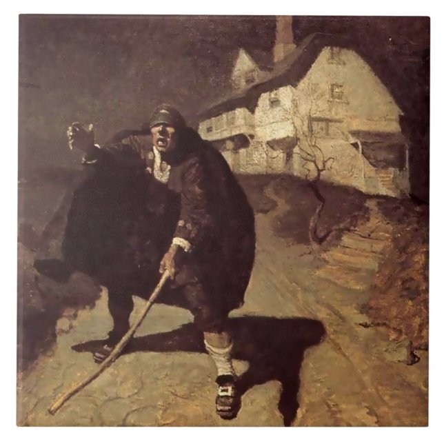 “Blind Pew” piratkonst av NC Wyeth Kakelplatta (Framsidan)